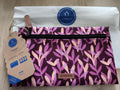 Trousse Cabaia Pocket large motif feuillage violet pochette neuve 24 cm