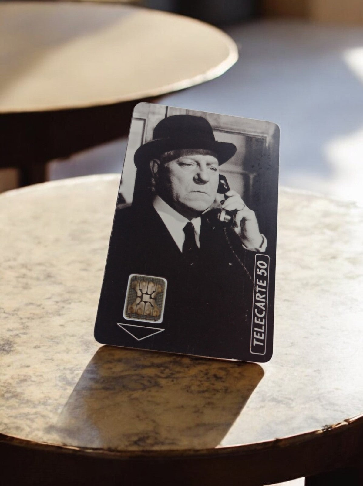 Carte téléphonique vintage Télécarte 50 puce noir et blanc téléphone
