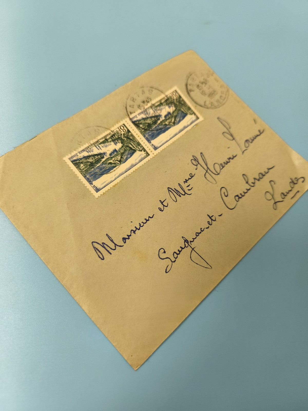 Ancienne enveloppe timbrée oblitérée France collection philatélie vintage