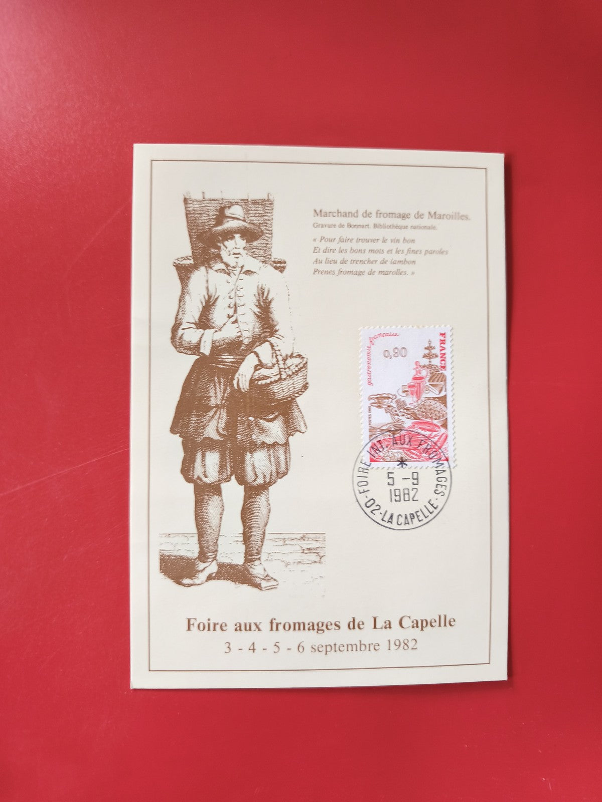 Carte postale philatélie Foire aux fromages La Capelle 1982 timbre oblitéré