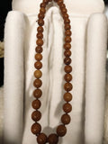Collier perles rondes bois ancien, bijou artisanal vintage rétro