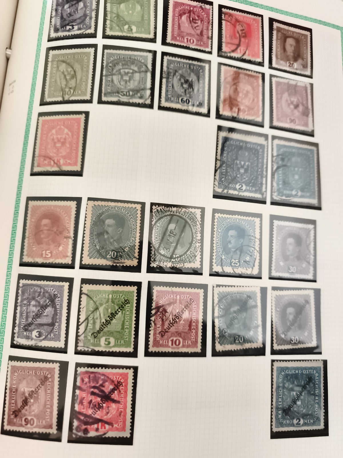 Timbres Autriche oblitérés XIXe-XXe portraits, série Heller Krone Kronen philaté