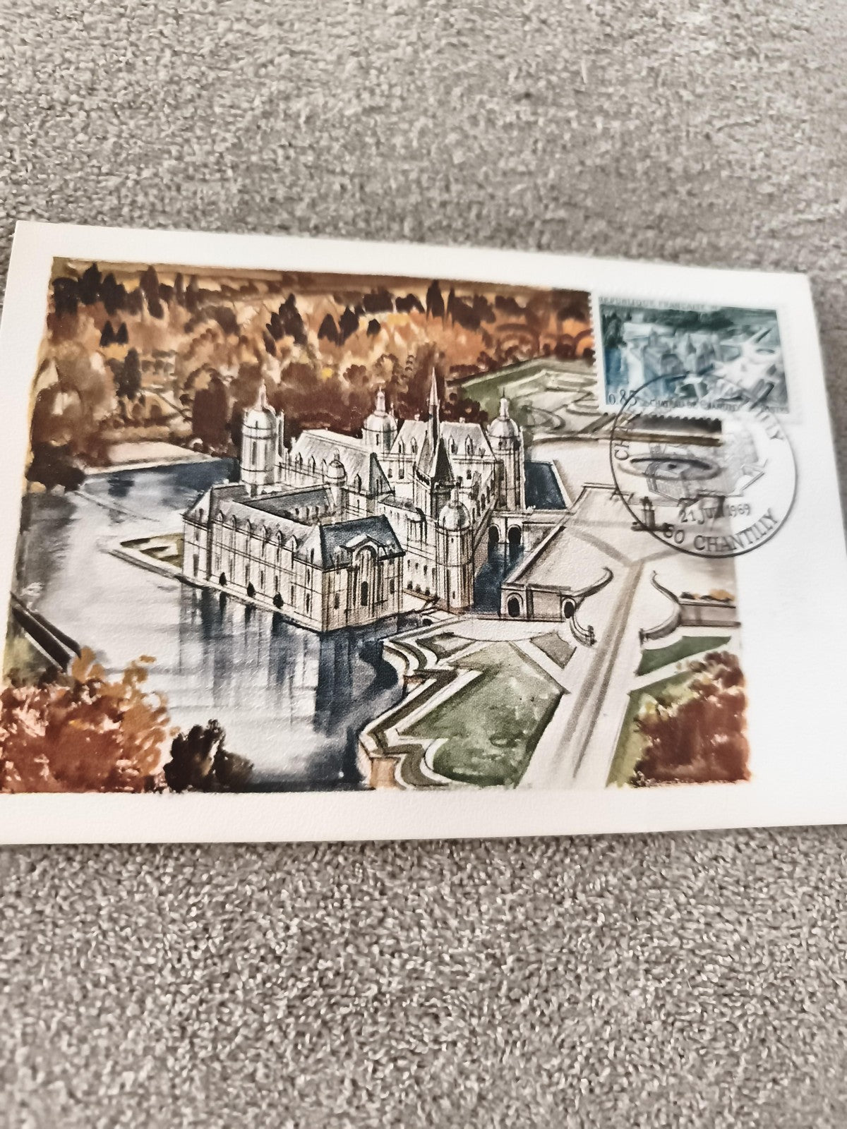 Carte postale ancienne Château de Chantilly oblitérée philatélie France
