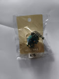 Bague fantaisie vintage réglable bleu motif perle cabochon deadstock magasin