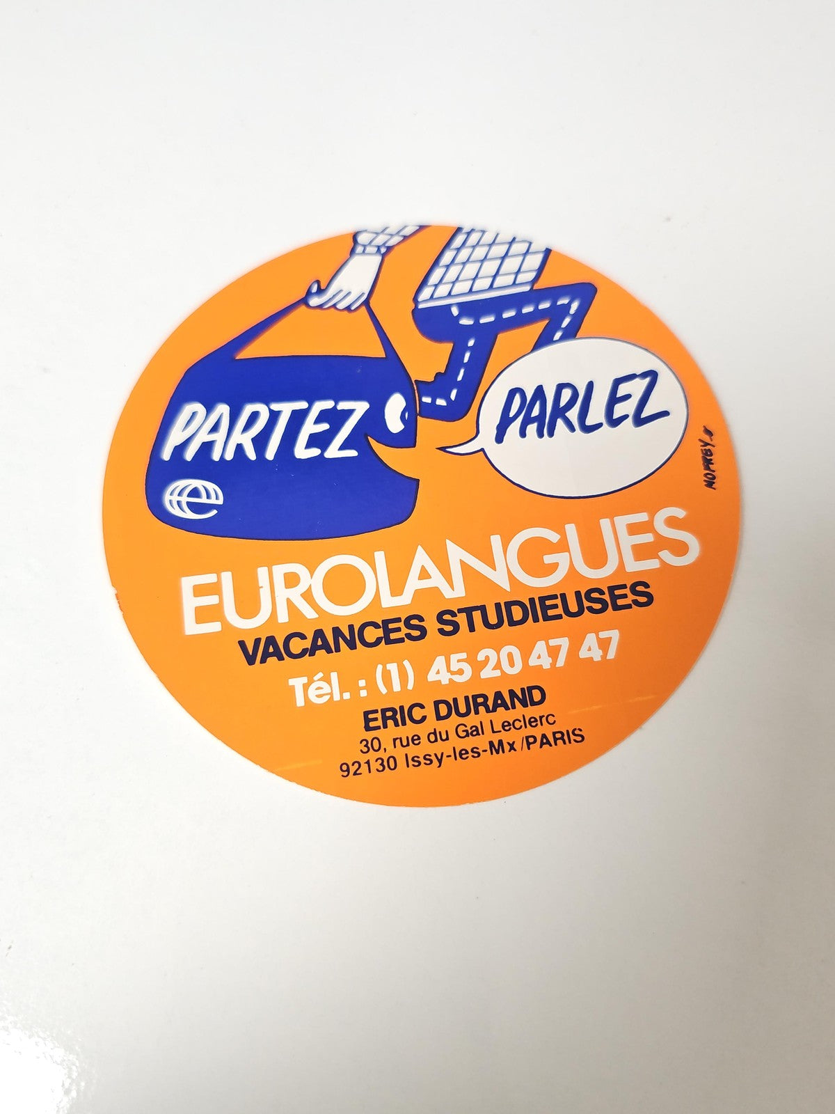 Vintage ancien autocollant publicitaire Eurolangues rétro collection affiche déc