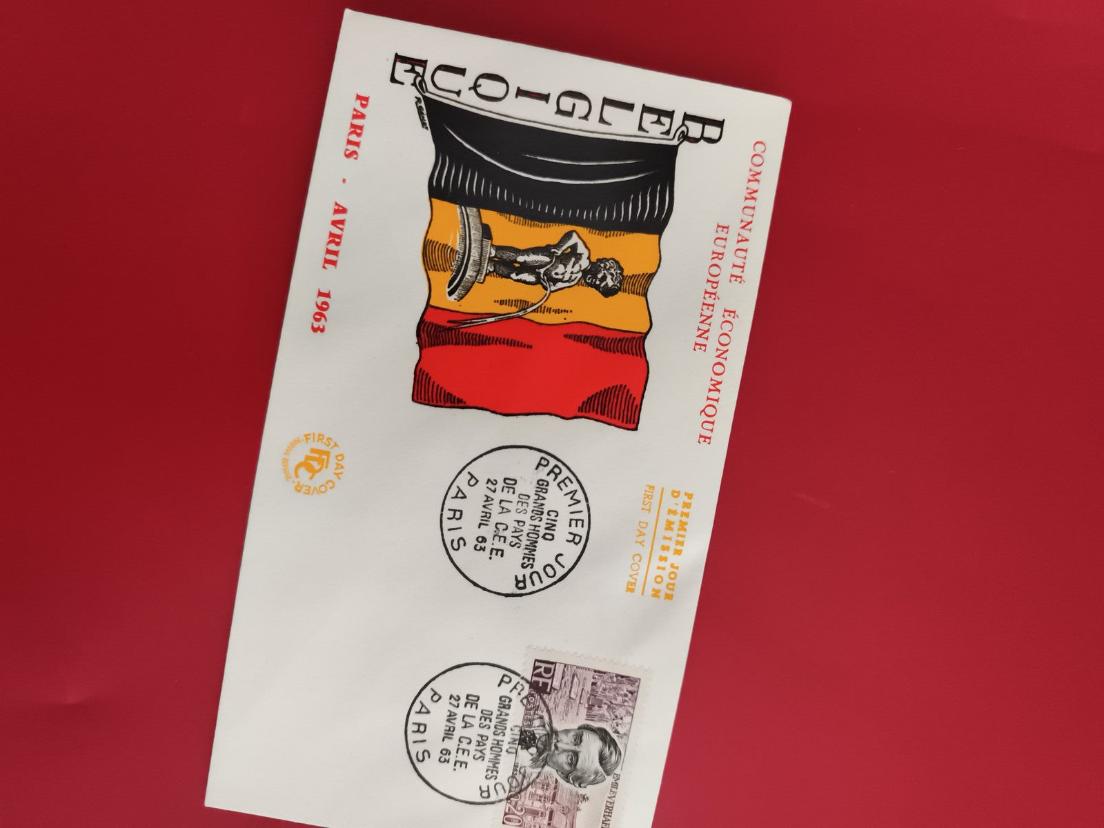 Lettre Premier Jour 1963 CEE Paris timbre illustré philatélie FDC (Ref 1)