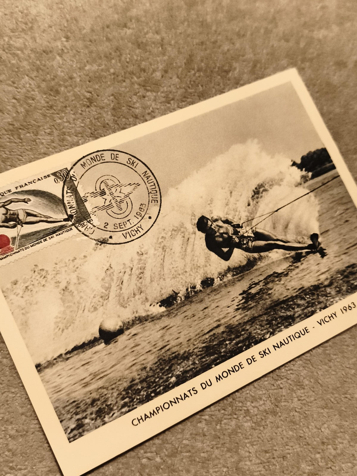 Carte postale Championnats du Monde Ski Nautique Vichy 1963 oblitérée philatélie
