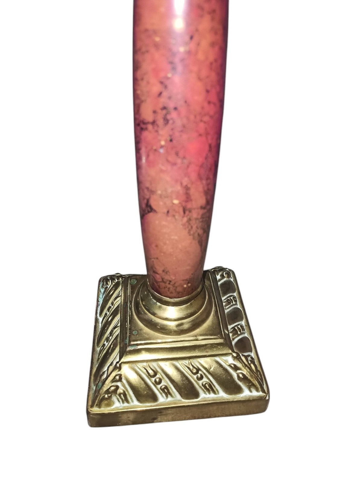 Bougeoir colonne laiton marbre rouge décor XIXe style Empire