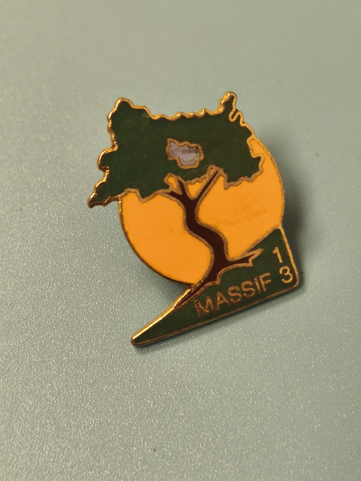 Vintage pin's massif 13 arbre émaillé collection nature ancien