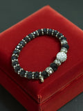 Bracelet perles noires facettées vintage, boule strass, bijou rétro ancien