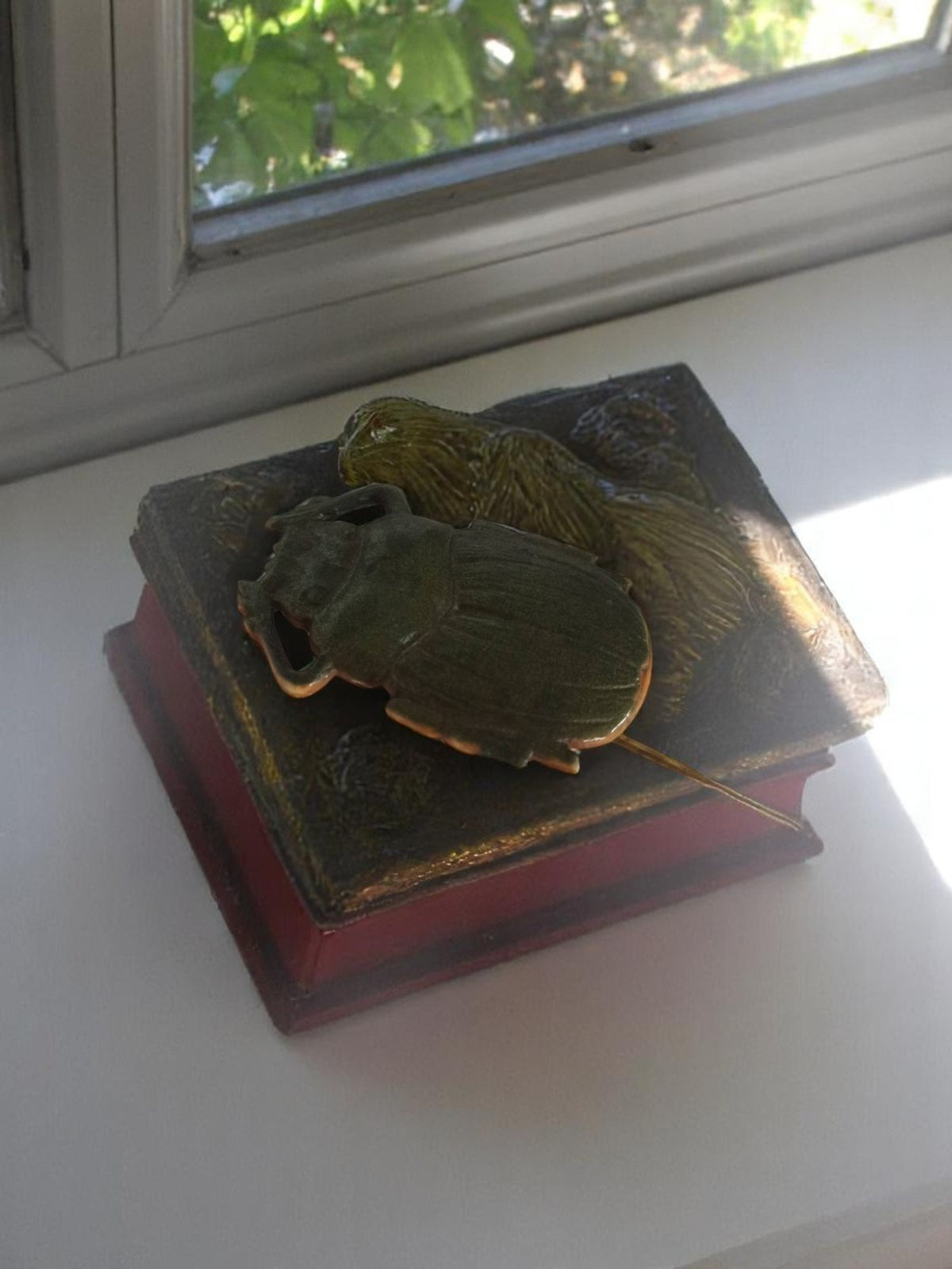 Dekorative Buchschatulle Skarabäus ägyptischer Vintage-Retro-Stil Bronzeoptik