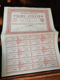 Action au porteur Films Jupiter 1921 document financier ancien vintage rétro