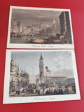 Lot 2 cartes anciennes Venezia ? Pont Rialto & Carnaval, illustrations couleur