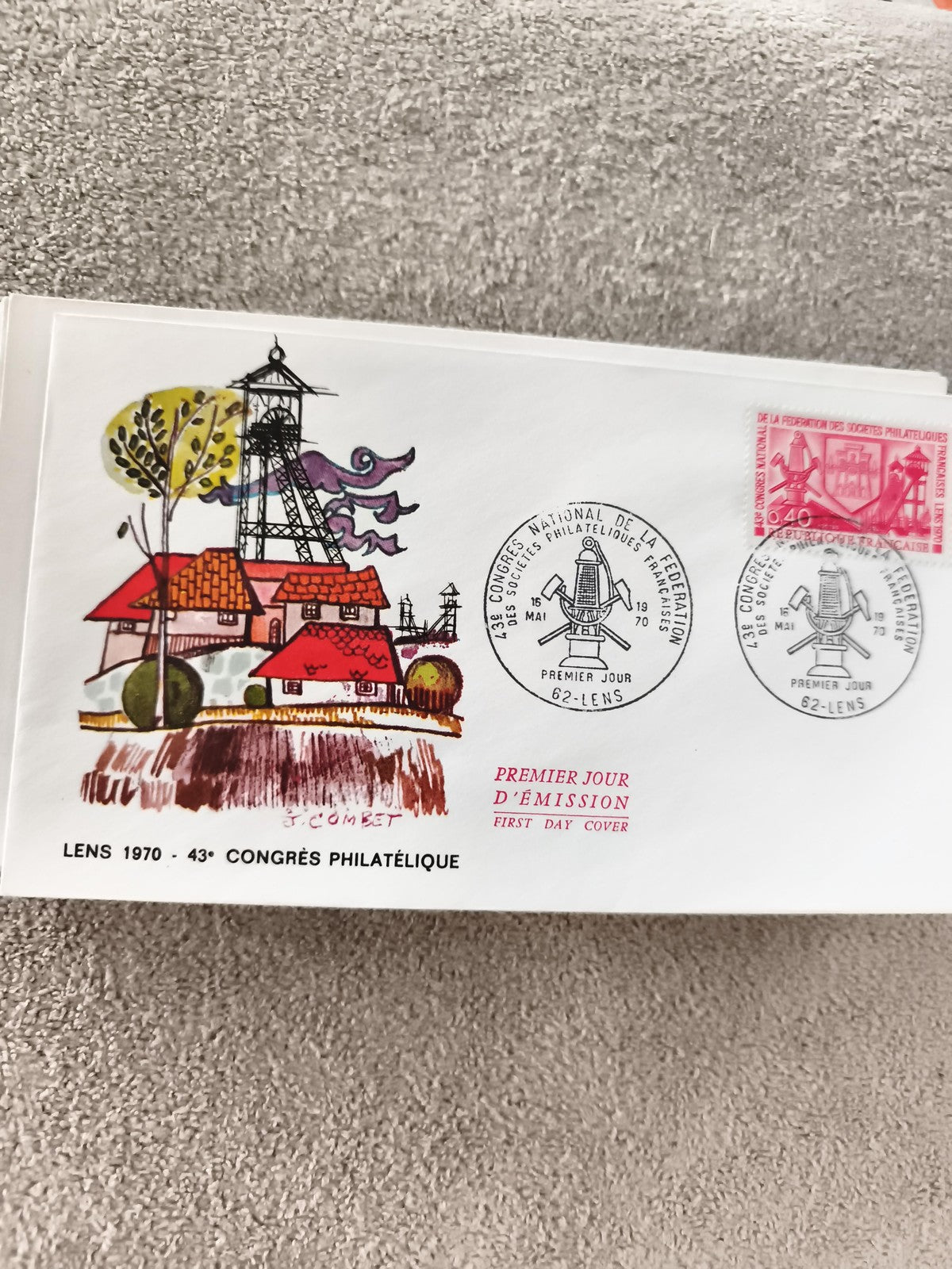 Lettre FDC Lens 1970 Congrès Philatélique cachet premier jour ancien philatélie
