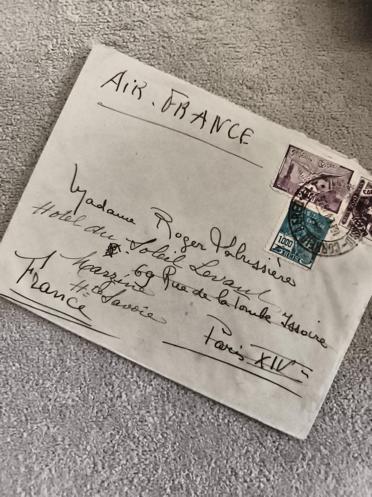 Lettre affranchie Air France timbres anciens oblitérés philatélie France