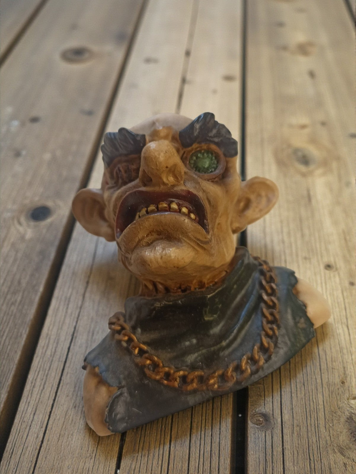 Buste figurine rétro monstre 1998, chaîne sculptée, designer tampon, ancien joue