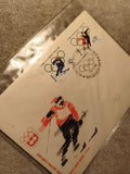 Lettre premier jour JO Innsbruck 1964 Pologne timbres skieur patinage philatélie
