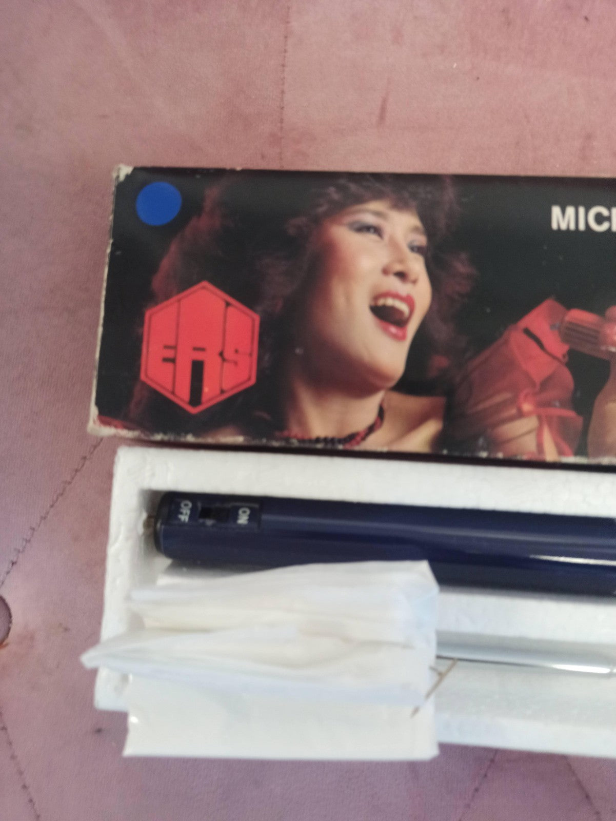 Microphone sans fil vintage ERS WE-904 bleu, micro rétro ancien audio rare