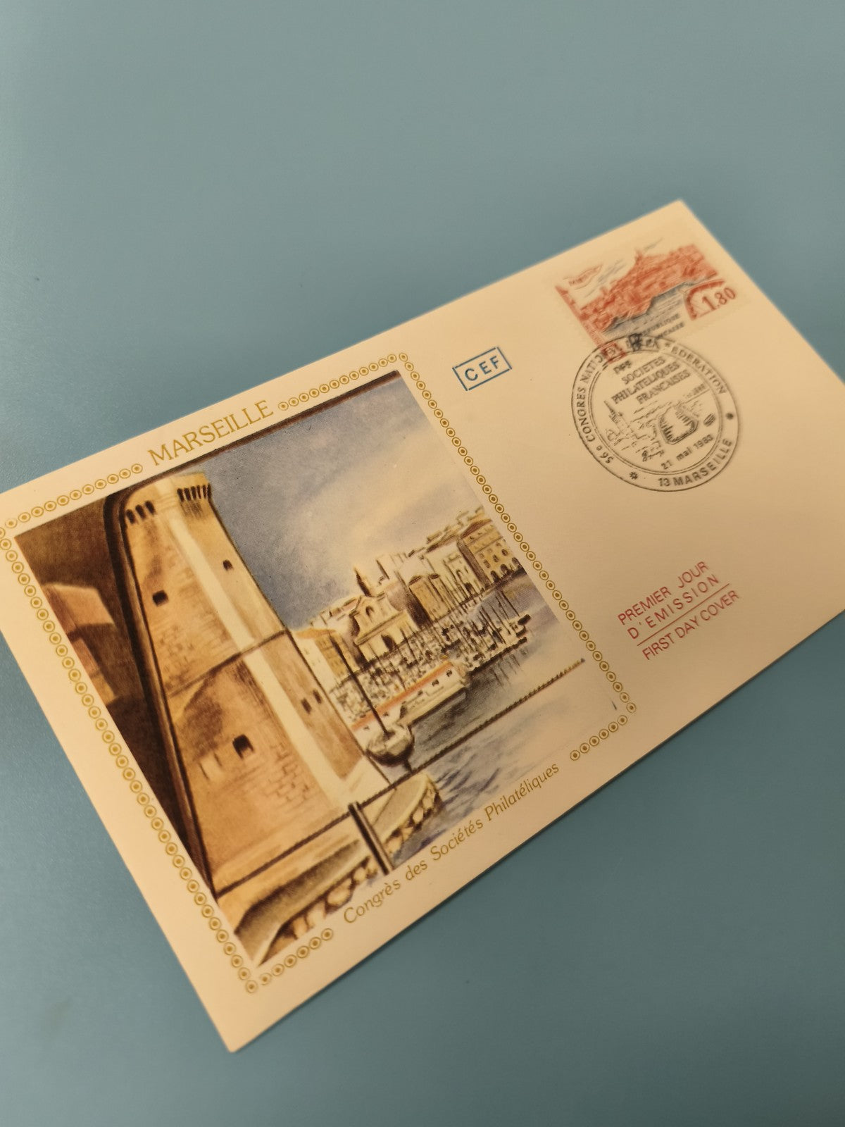 Enveloppe FDC premier jour Marseille illustration port timbre 1,80 CEF