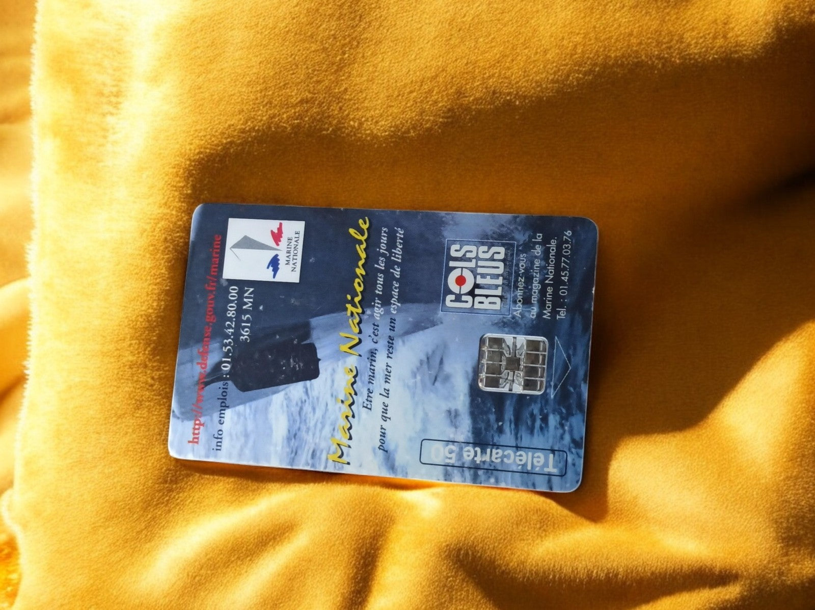 Carte téléphonique Marine Nationale Cols Bleus vintage, puce, France rare