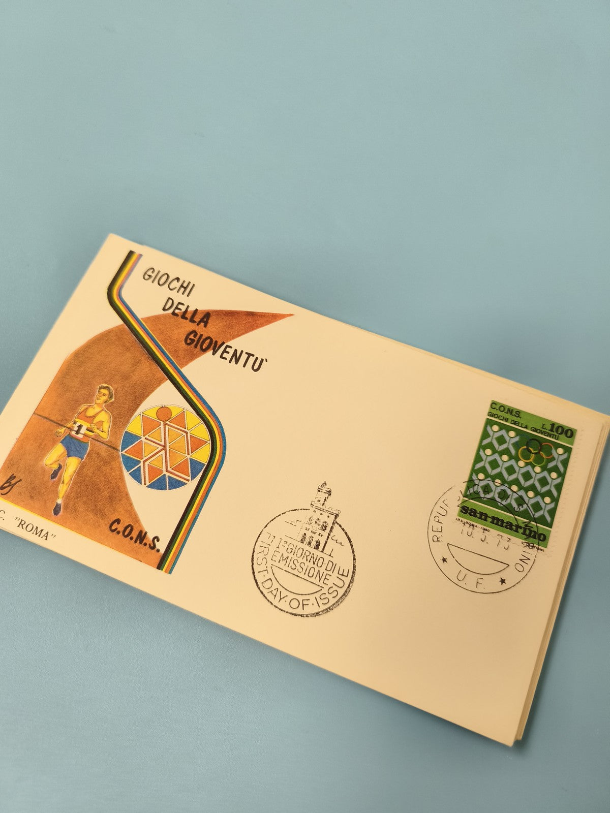 Enveloppe premier jour d?émission FDC Jeux de la Jeunesse San Marino illustrée