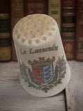 Dé à coudre ancien Le Lavandou blason, objet couture vintage rétro