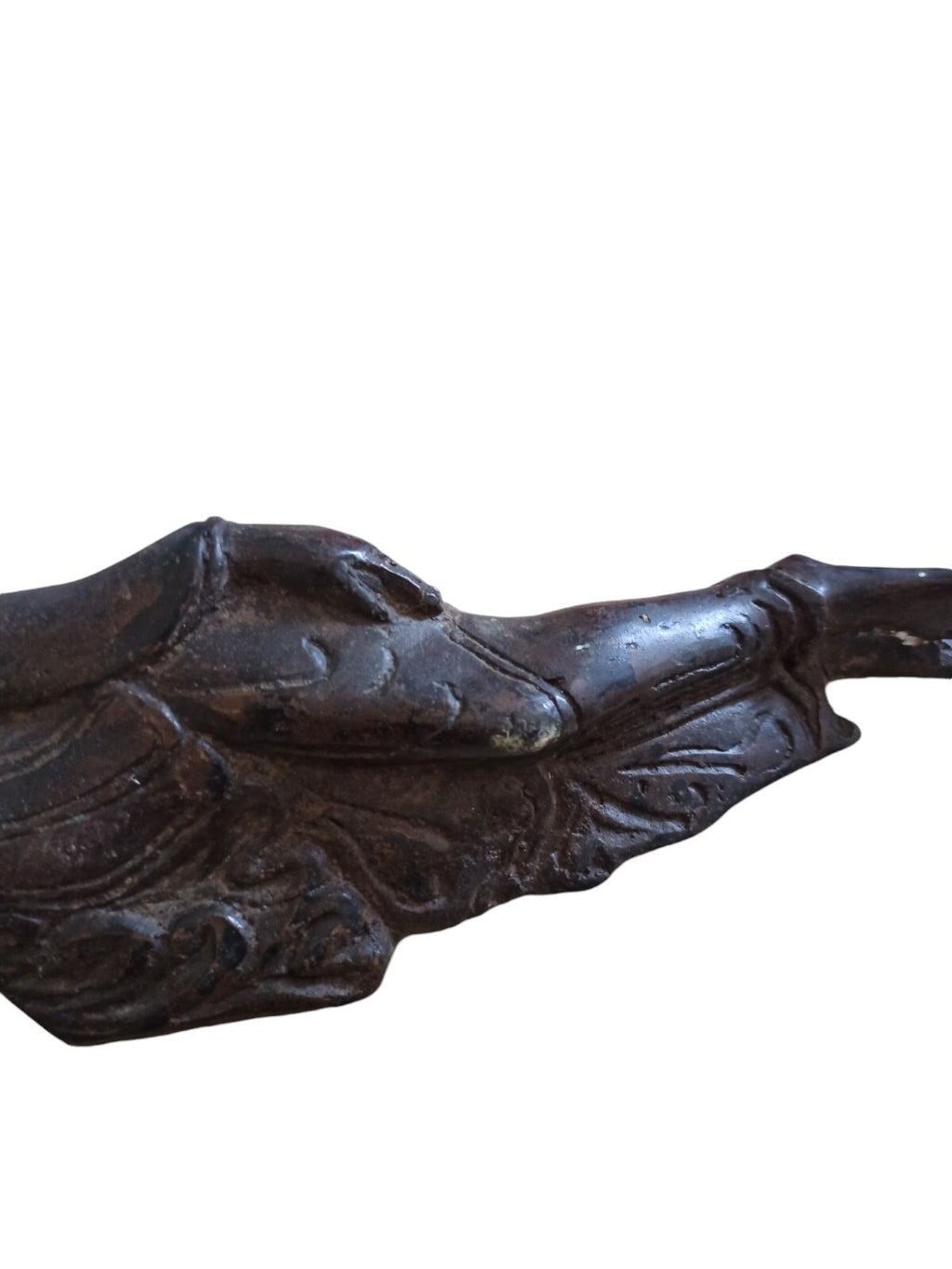 Statue Bouddha couché bronze foncé sculpture orientale décorative