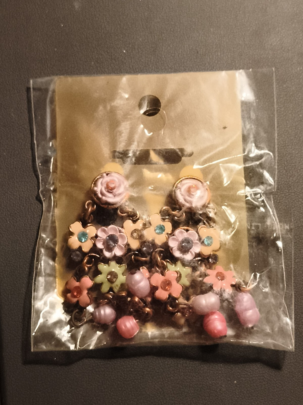 Boucles d’oreilles vintage fleurs pastel deadstock, clips rétro années 70