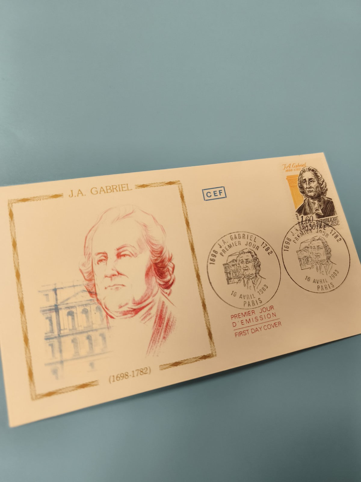 Enveloppe premier jour d?émission FDC J.A. Gabriel 1698-1782 timbre Paris