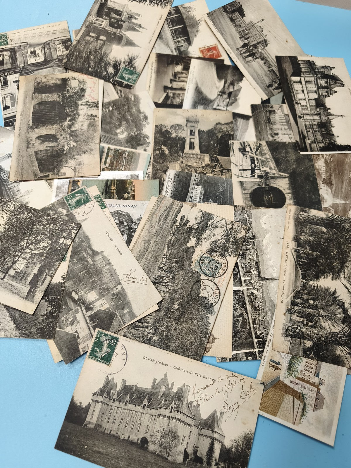 Lot cartes postales anciennes CPA divers lieux France, noir et blanc, collection