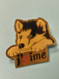 Vintage pin's Shell chien "j'aime" collection publicitaire rétro (ref 10)