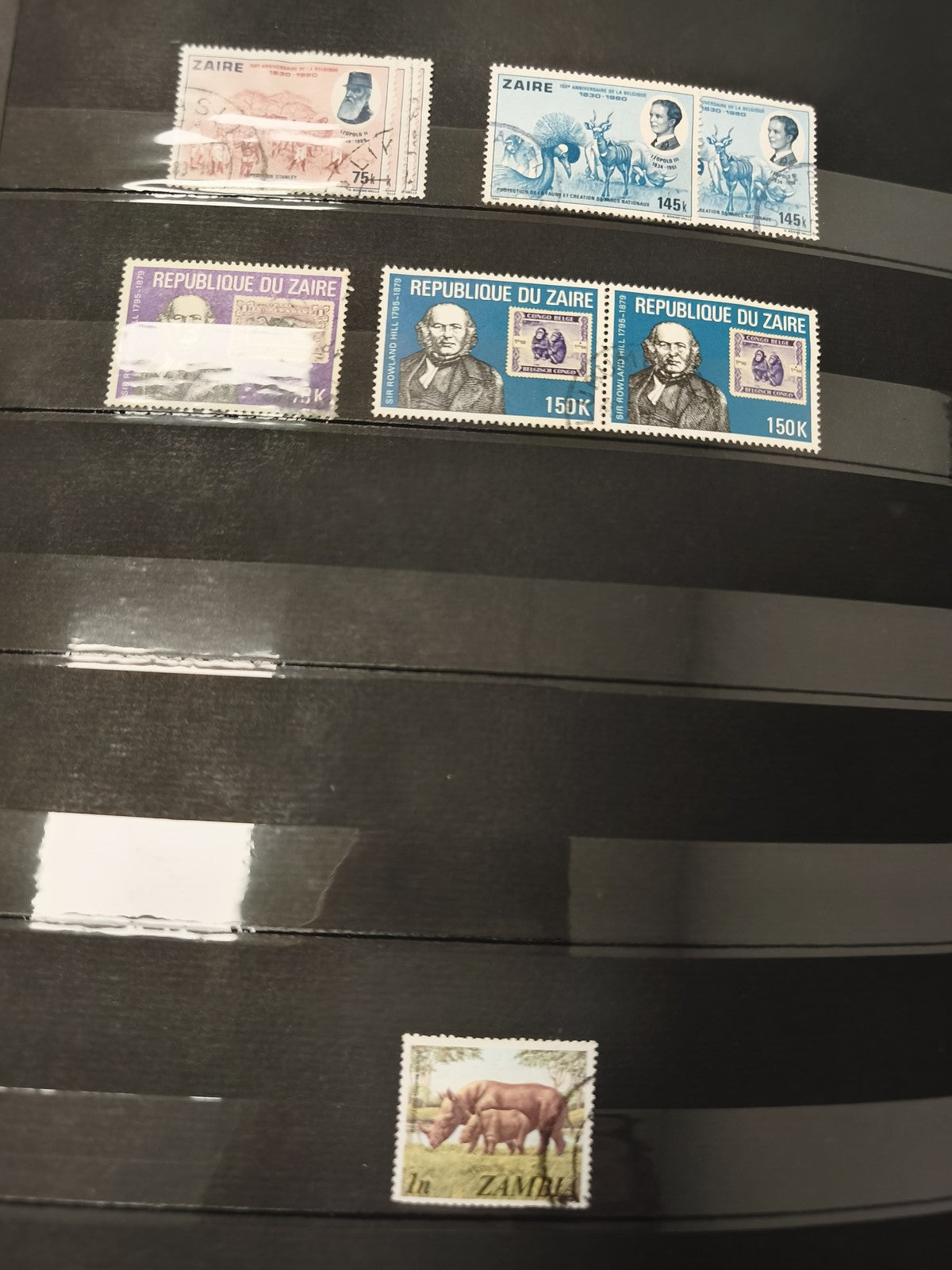 Lot anciens timbres oblitérés Zaïre animaux et personnages collection philatélie