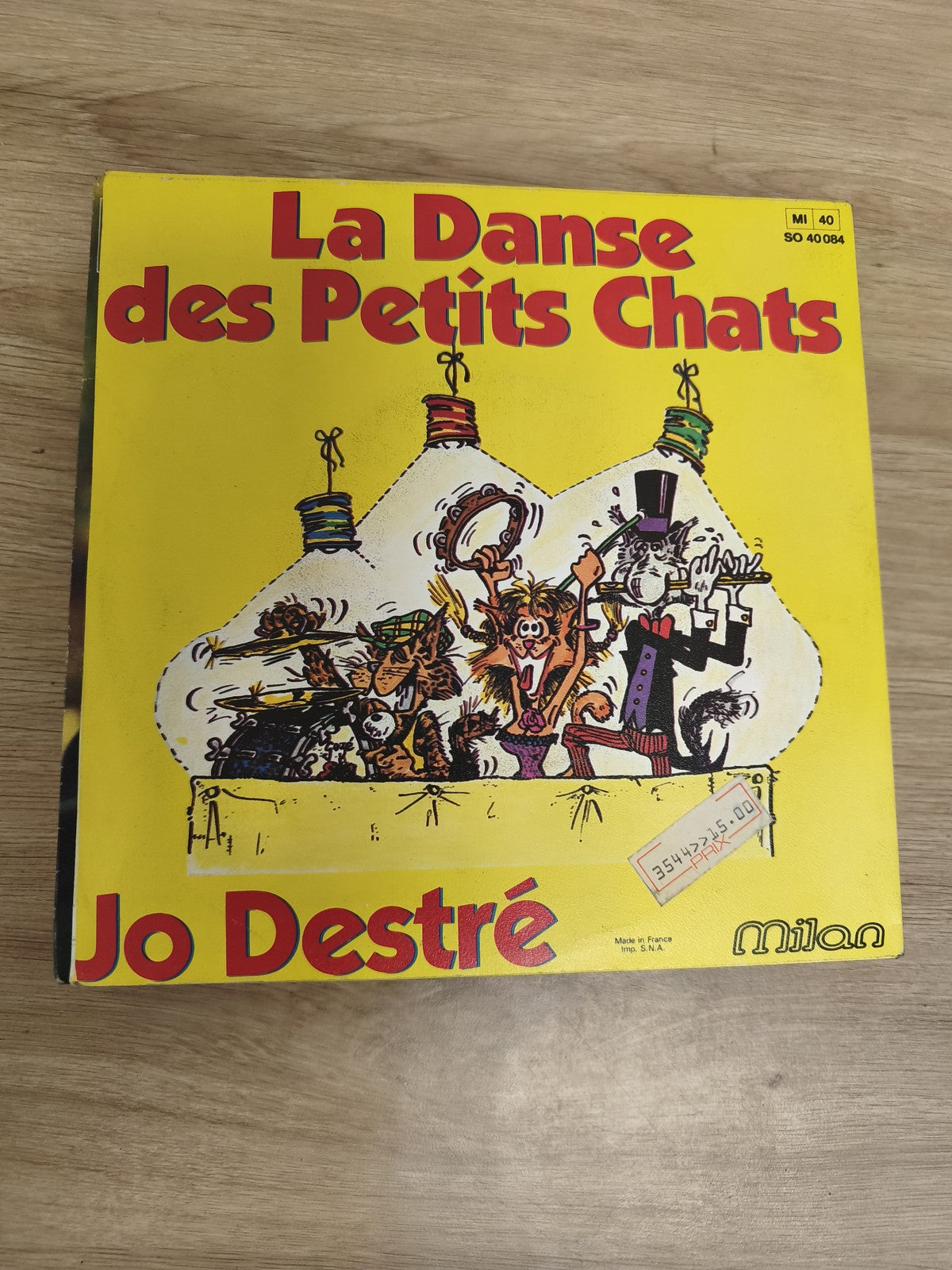 Vinyle 45 tours Jo Destré La Danse des Petits Chats pochette jaune illustrée