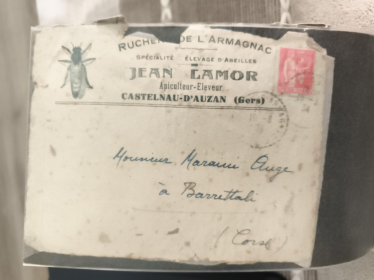 Lettre ancienne apiculture Jean Lamor Castelnau-d’Auzan Gers timbre France phila
