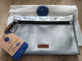 Pochette Cabaia argentée neuve 24 cm zip avant sac amovible