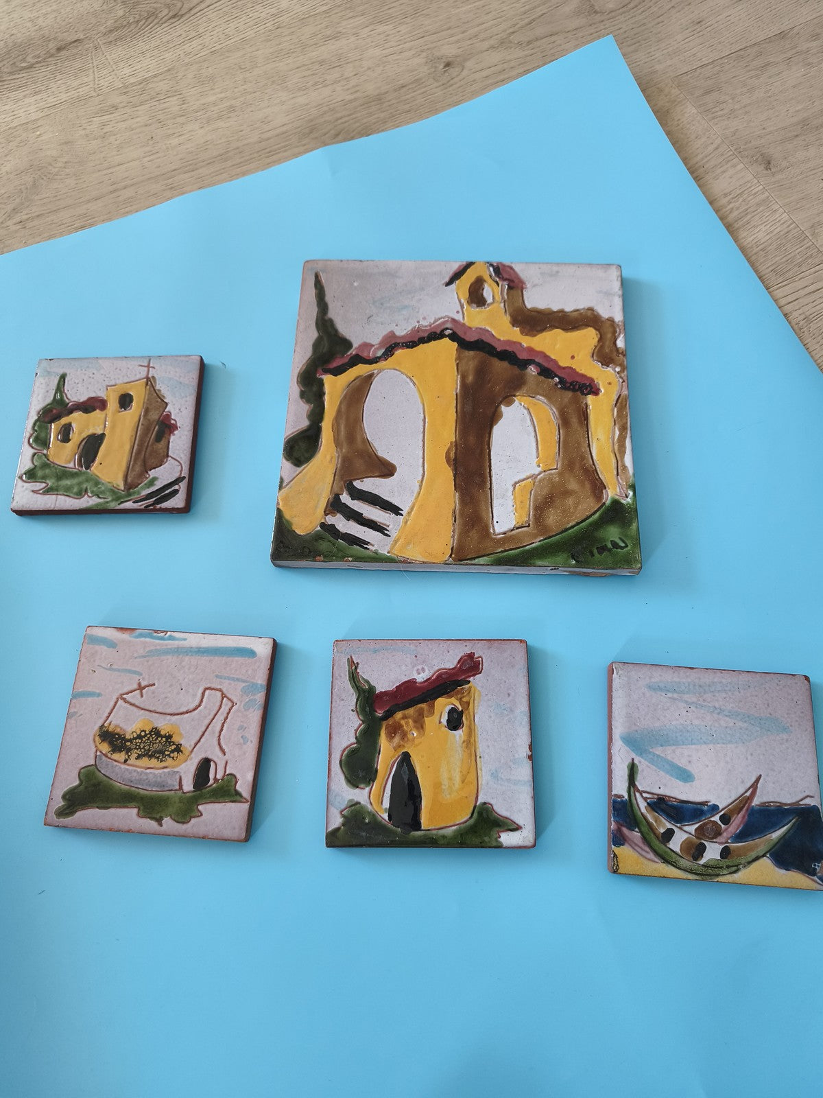 Lot ancien de carreaux céramique signés Aubagne vintage déco rétro collection