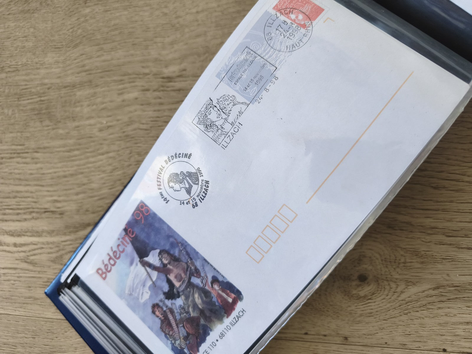 Enveloppe illustrée France Bédéciné 98 oblitérée, timbre rouge, cachets visibles
