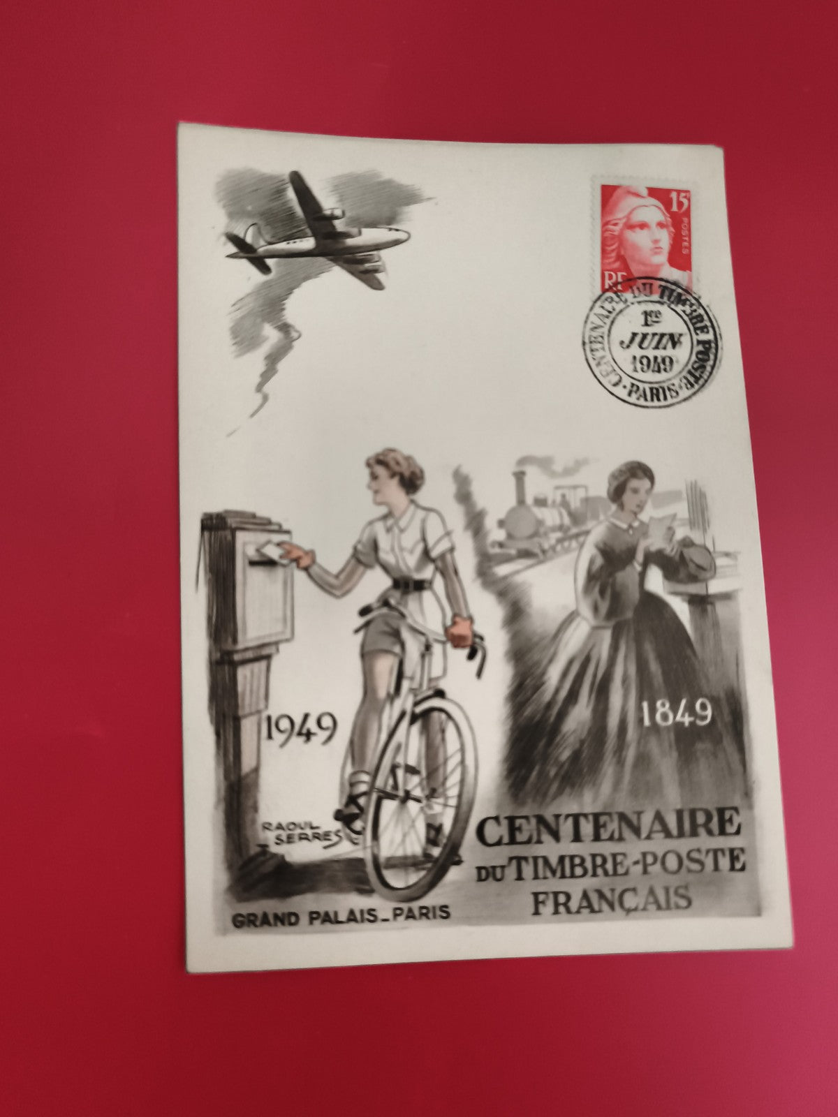 Carte commémorative philatélie 1949 Centenaire timbre-poste Grand Palais Paris