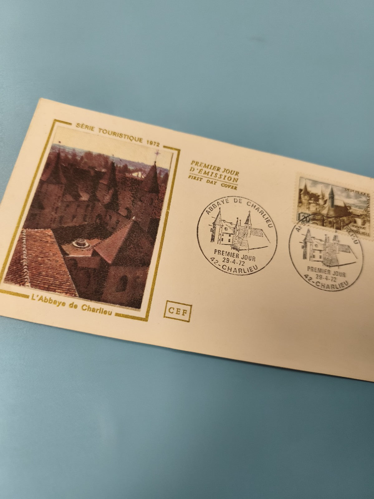 Enveloppe FDC premier jour Abbaye de Charlieu 1972 timbre et cachet illustrés