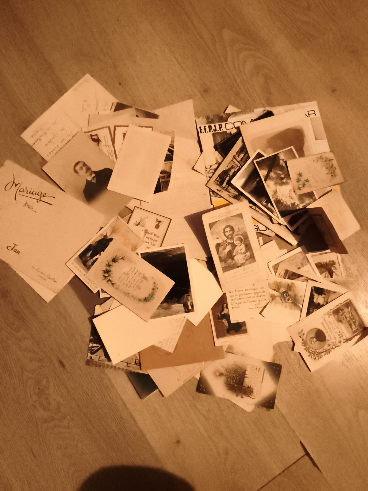 Lot ancien cartes postales photos lettres vintage XIXe XXe documents papier