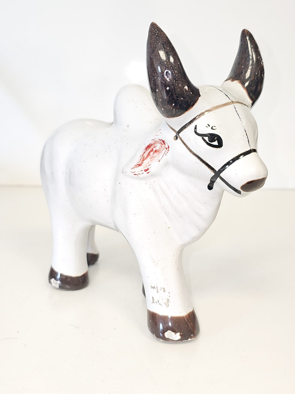 Sculpture ancienne vache indienne en céramique vintage déco collection rétro