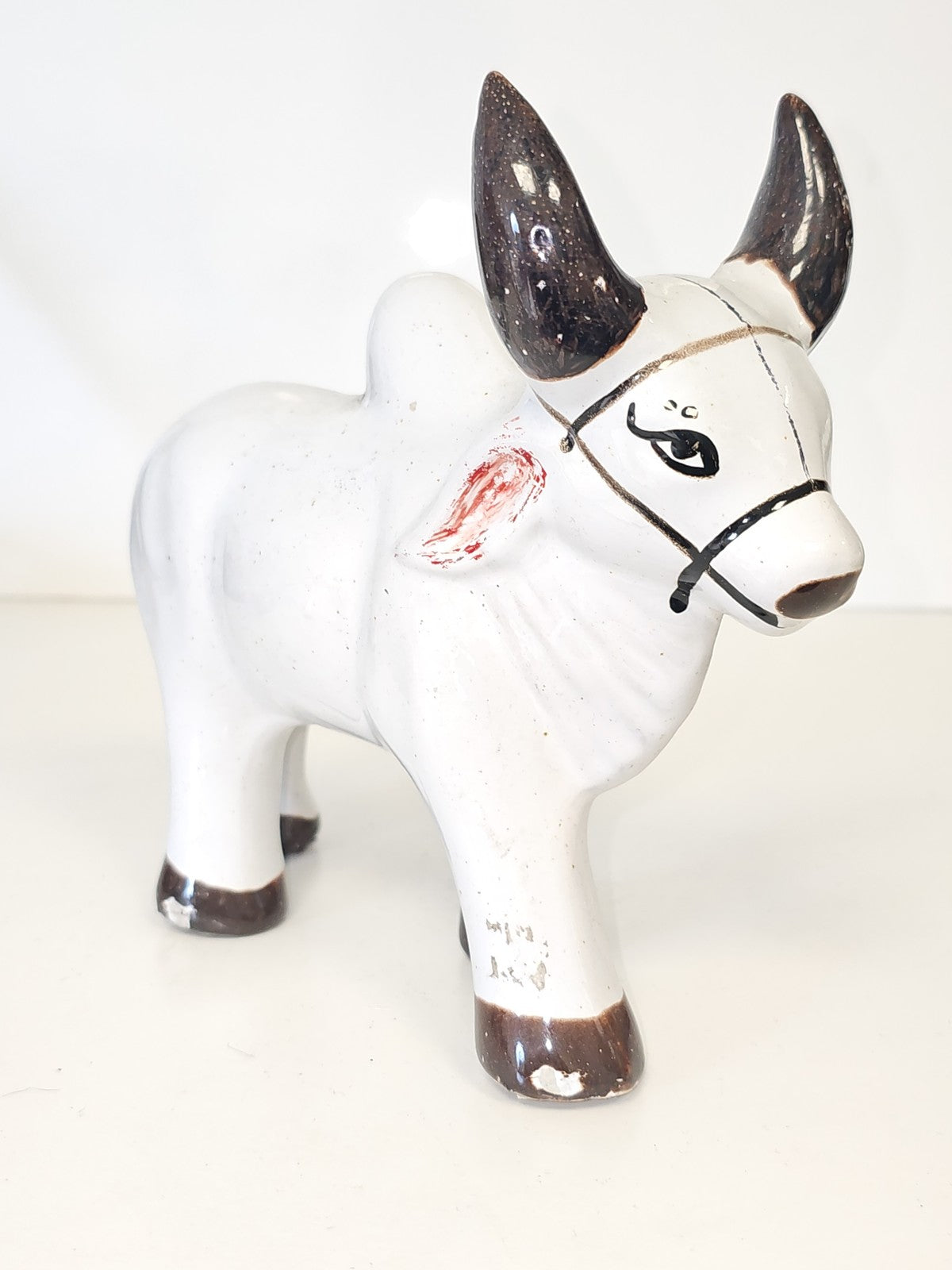 Sculpture ancienne vache indienne en céramique vintage déco collection rétro