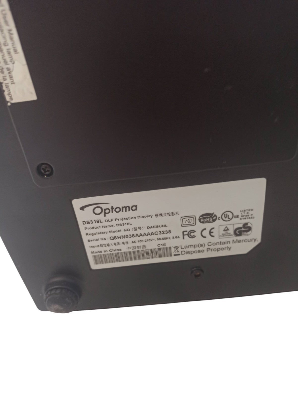 Projecteur vidéo Optoma DLP noir rétro, vidéoprojecteur cinéma d’occasion