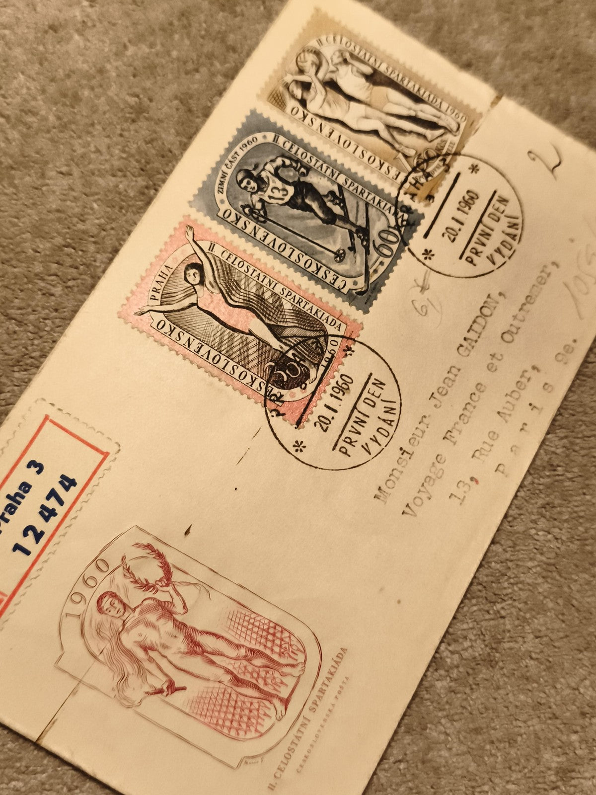 Lettre affranchie Tchécoslovaquie 1960 Spartakiada timbres sportifs illustrés