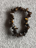 Bracelet chips pierres naturelles marron élastique, perles irrégulières