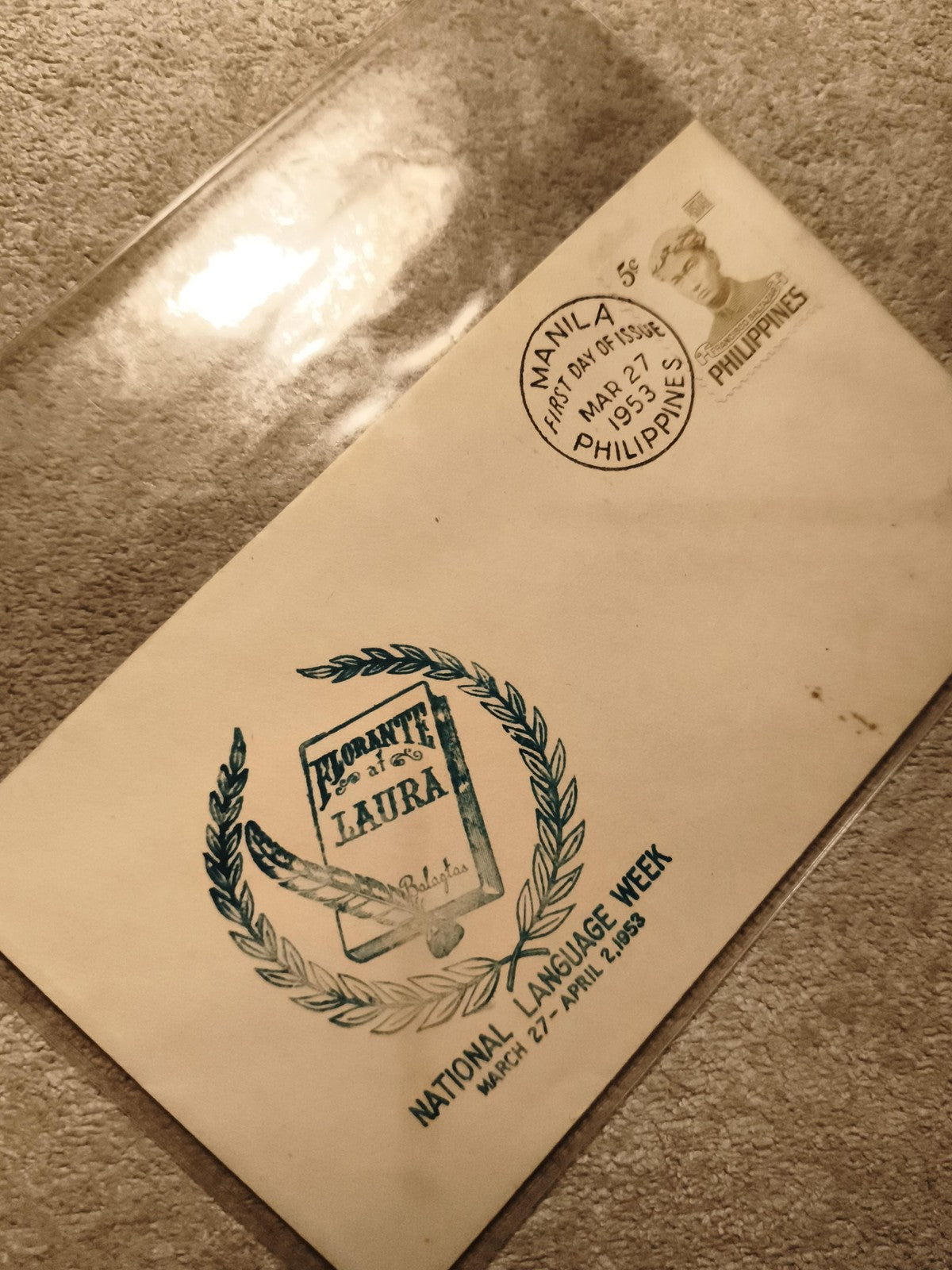 Lettre 1er jour Philippines 1953 National Language Week cachet Manila (Ref 11)