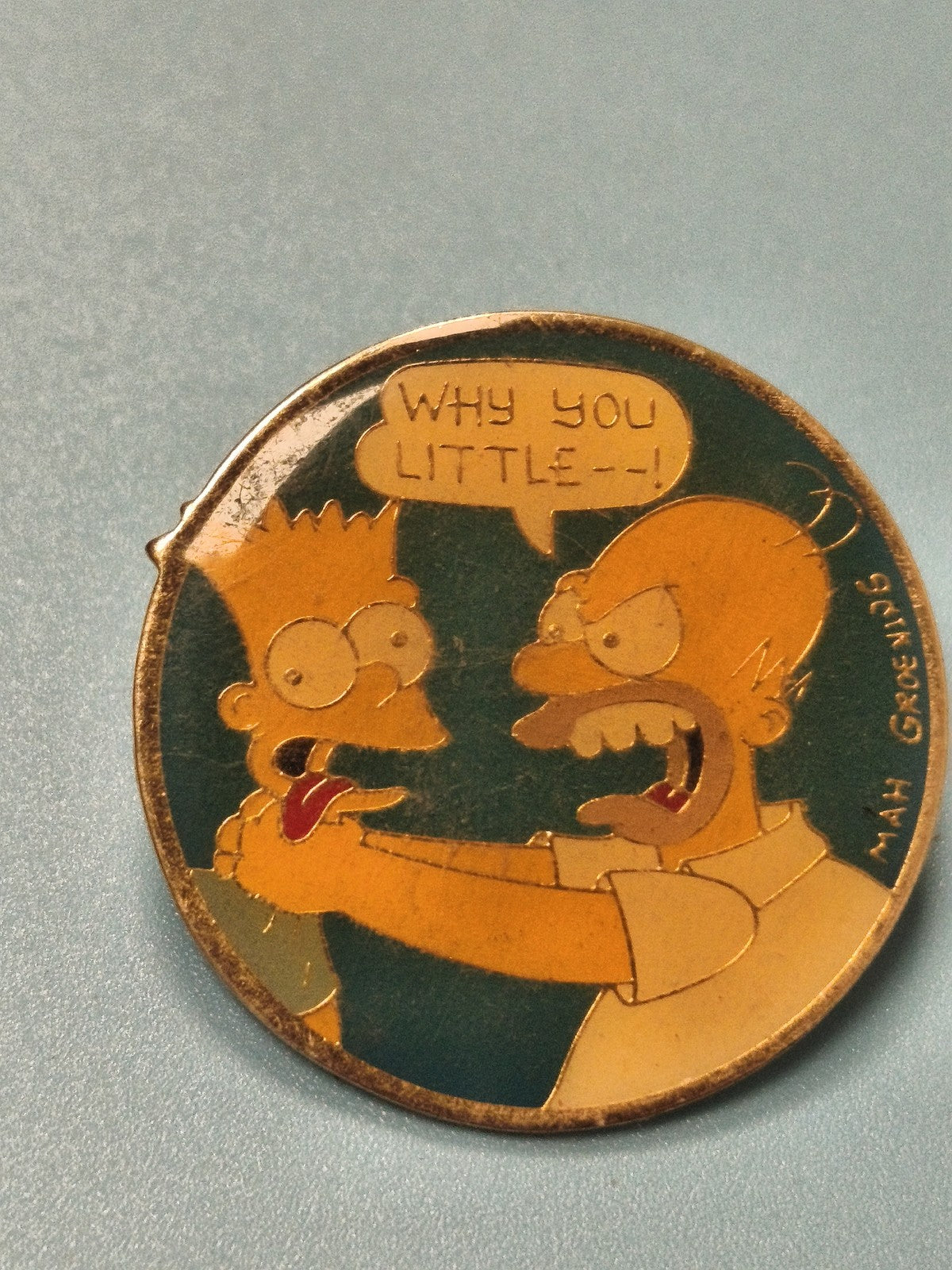Vintage pin's Les Simpsons rond, Bart et Homer, collection dessin animé
