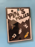 Lot de 5 pin's Pin's Folies Space Shuttle panda guitare bus voiture jaune