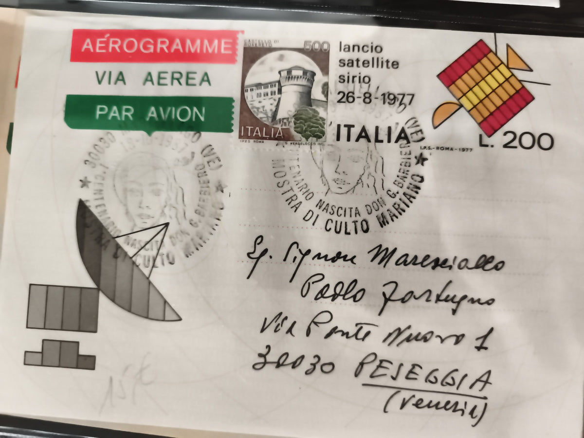 Aérogramme ancien Italie 1977 satellite Sirio affranchi, philatélie spatiale rar