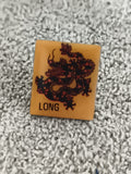Pin's vintage carré dragon "LONG" style Asie jaune orangé (Ref 7)